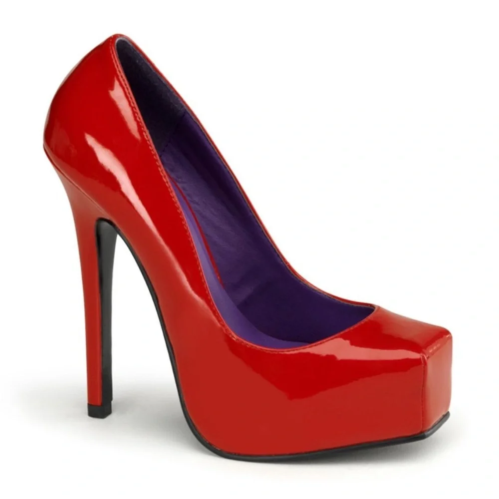Delicious Vibrant Red Heels with Purple Accent - Picture 1 of 4